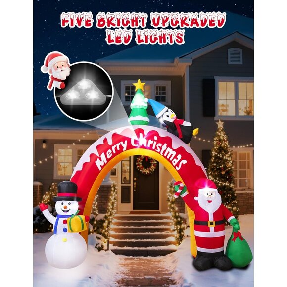 🆕10FT Christmas Inflatables Snowman&Santa Archway Blow Up Outdoor Decorations - Picture 5 of 9